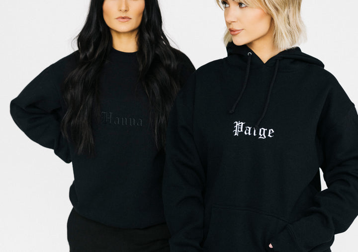 Custom embroidered black sweatshirts