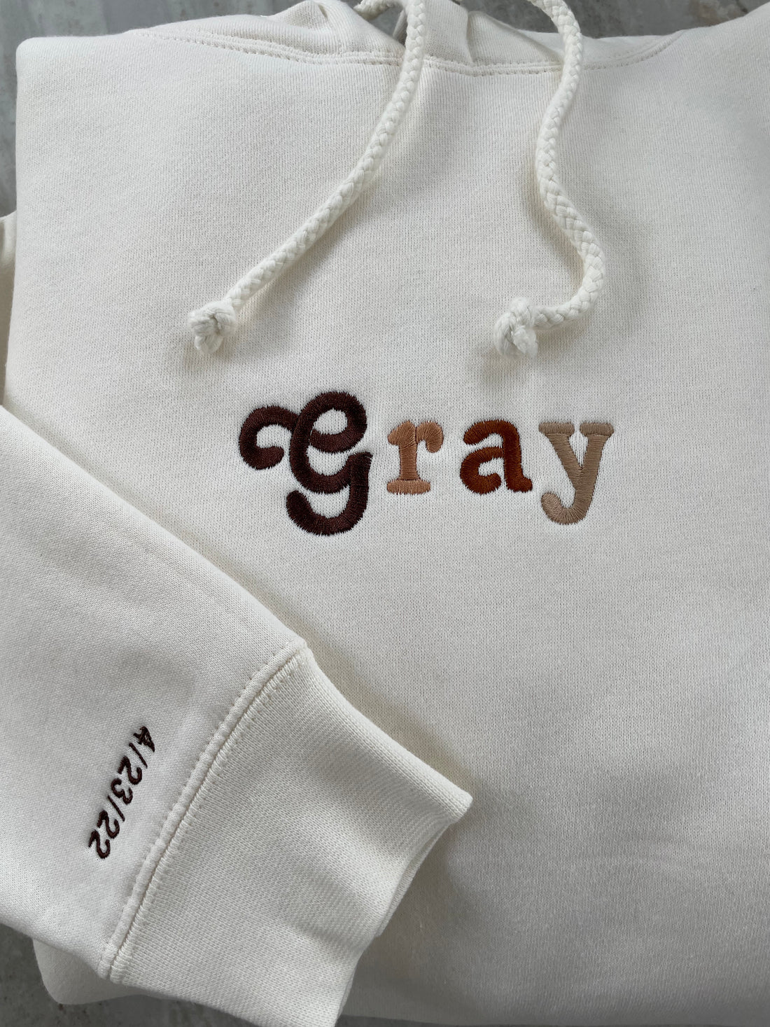 Personalized Neutral Rainbow Hoodie | Bone